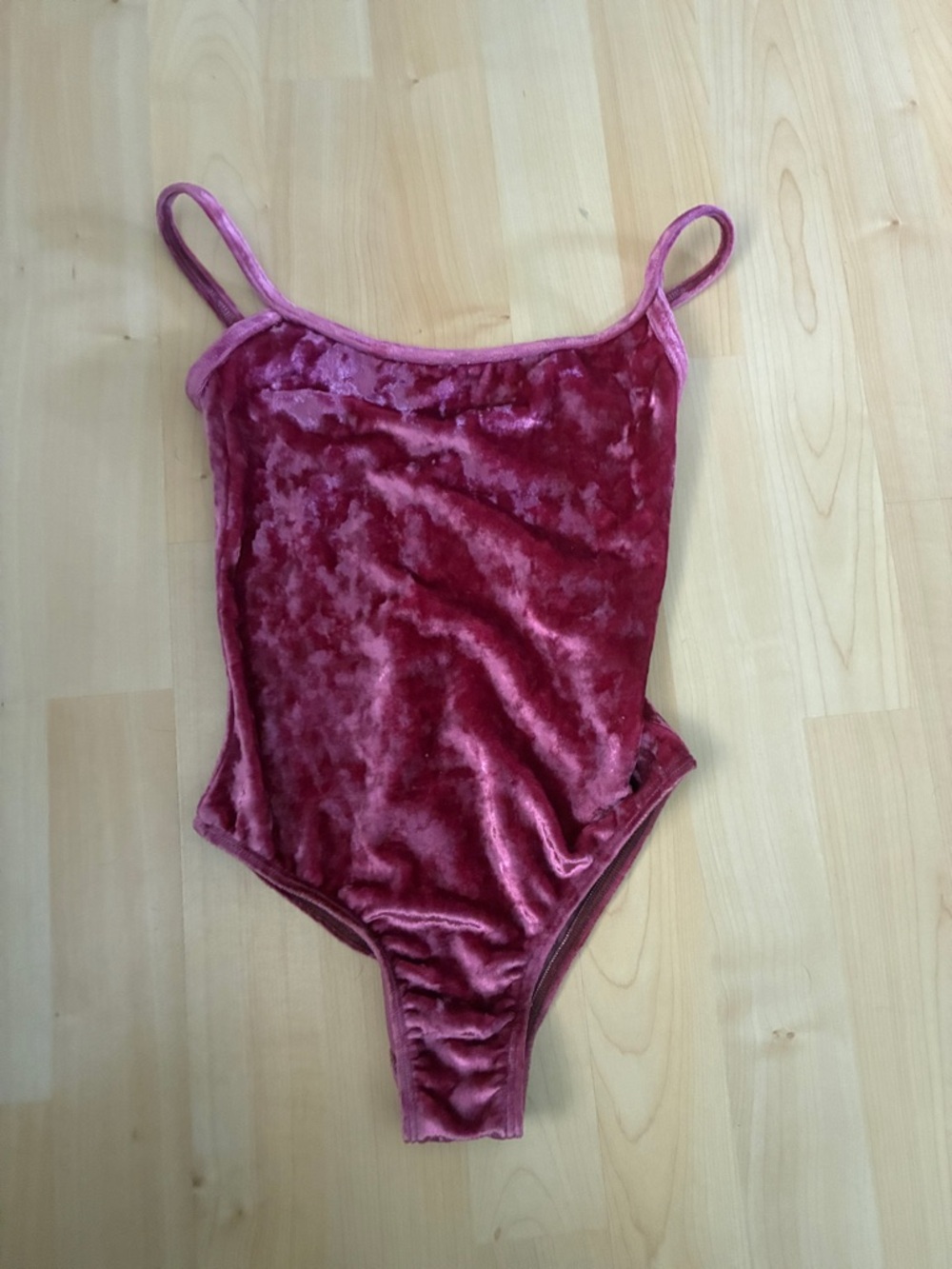Velvet Spaghetti Strap Leotard Wear Moi 8-10 - Rose Wine